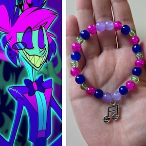 Hazbin Hotel Pulsera de piedras preciosas de neón Alastor