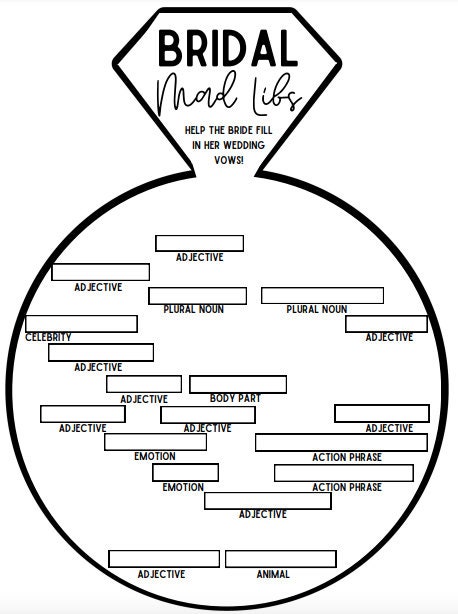 Bridal Mad Libs - Etsy