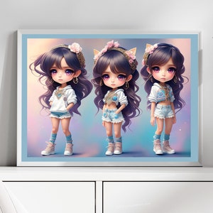 White chibi girl png clipart - Cute white girl png, white hip hop girl png, white teen streetwear school girl png clipart,