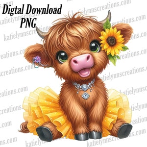 Highland Cow Clip Art, Highland Cow Png, Highland Cow Design, - Digital Download PNG for Cards, Scrapbooking, Nursery Decor