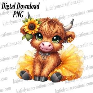 Highland Cow Clip Art, Highland Cow Png, Highland Cow Design, - Digital Download PNG for Cards, Scrapbooking, Nursery Decor
