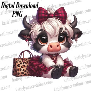 Highland Cow Clip Art, Highland Cow Png, Highland Cow Design, - Digital Download PNG for Cards, Scrapbooking, Nursery Decor