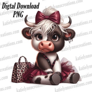 Highland Cow Clip Art, Highland Cow Png, Highland Cow Design, - Digital Download PNG for Cards, Scrapbooking, Nursery Decor