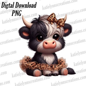 Highland Cow Clip Art, Highland Cow Png, Highland Cow Design, - Digital Download PNG for Cards, Scrapbooking, Nursery Decor
