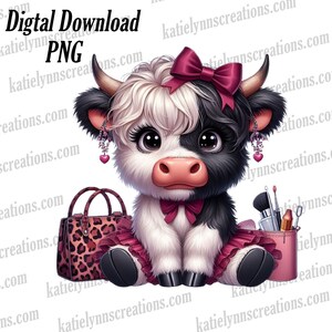 Highland Cow Clip Art, Highland Cow Png, Highland Cow Design, - Digital Download PNG for Cards, Scrapbooking, Nursery Decor