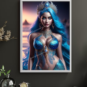 A Beautiful Mermaid Illustration - Stunning Mermaid Ai Art Print - Perfect Gift for Mermaid Lovers Everywhere, digital jpeg downloads file