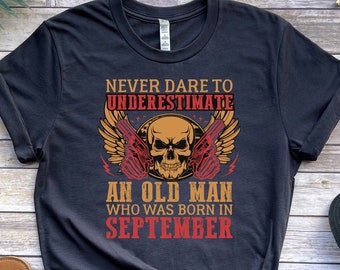 September Birthday T-Shirt: Skull Graphic Tee, Men's Gift