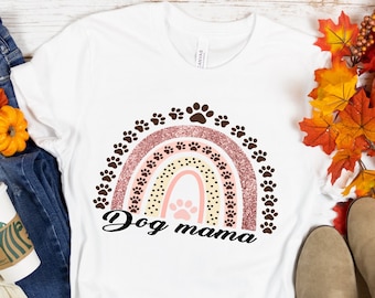 Gift for Dog Mama, Mother's Day Shirt, Dog Mama Shirt, Gift for Mom, Mom T-Shirt, Rainbow Mom Shirt, Mama Gift, Dog Lover Tee, Fur Mama Tee