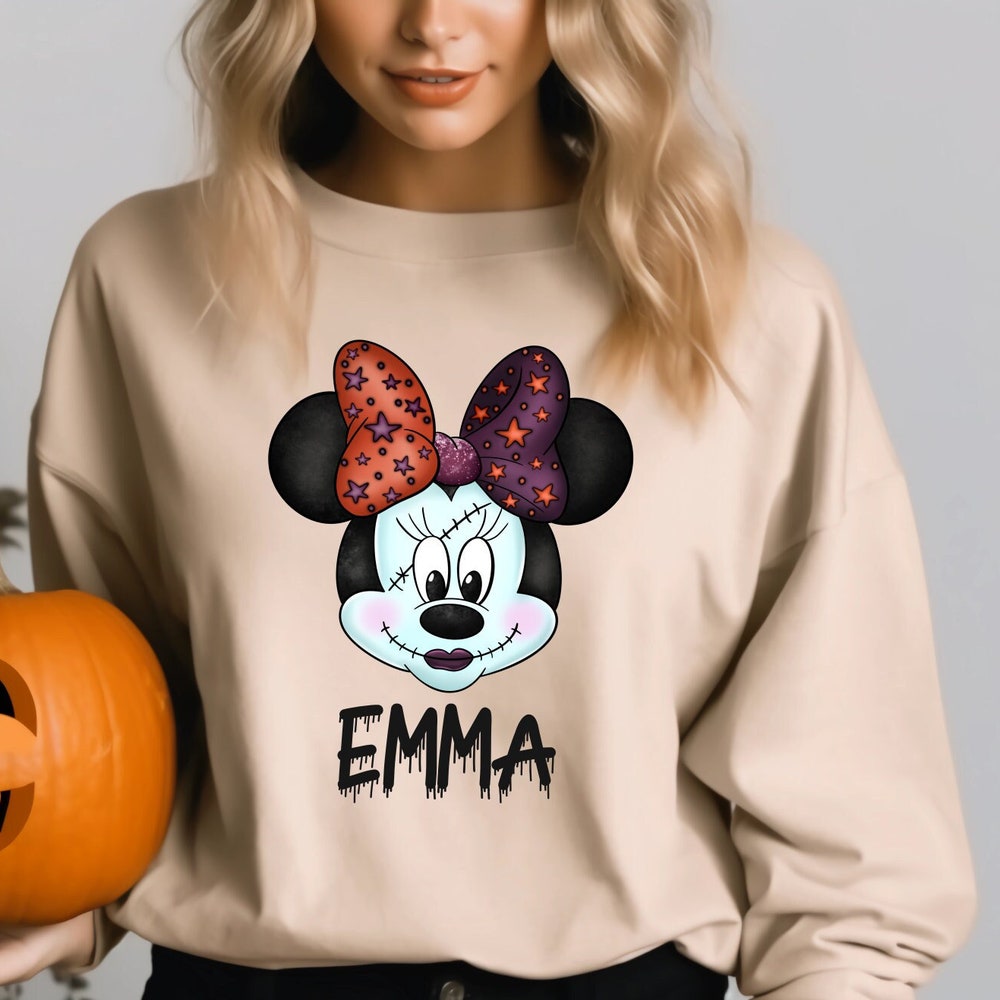 Minnie Mouse Halloween Sweatshirt,Personalized Disney Halloween Shirt,Girls Halloween Shirt,Minnie Mouse Halloween Shirt,Minnie Halloween Bespoketshirt