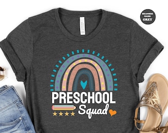 Preschool Squad Shirt ,Back To School Shirt, First Day of School Shirt, 100th Day Of School Celebration,Preschool Gift,Rainbow Teacher Shirt