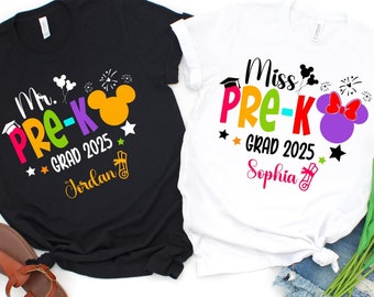 Custom Pre-K Disney Grad Shirt,Kindergarten Grad School Shirt,Mickey Minnie Pre-K Shirt,Kids Grad 2025 Shirt,Preschool Graduation Shirt