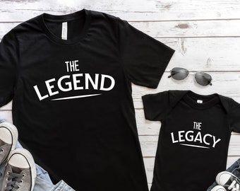 Chemises The Legend The Legacy, chemise enfant assortie à papa, chemise fête des pères, cadeau pour papa, chemises papa et moi, t-shirt papa et fils, cadeaux papa