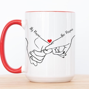 Personalized Pinky Promise Holding Hands Mug,Valentine&#39;s Day Mug,Funny Coffee Mug,Birthday Gift