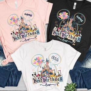 Custom Disney Birthday Girl Shirt. Personalized Mickey and Friends Best Birthday Ever Shirt, Disney Christmas Birthday Boy Tees, Birthday