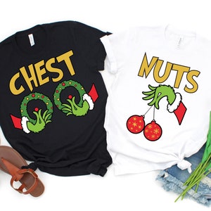 Chest And Nuts Couples Christmas T-Shirt,Funny Christmas Matching Shirts,Cute Christmas Shirt, Couple Sweater, Holiday Tee, Christmas Humor