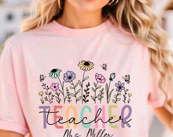 Custom Teacher Shirt,Teacher Gift,Personalized School T-shirt,Name Teacher Shirt Gifts,Teacher Team Shirts,Custom Teacher Name Shirt,Teacher