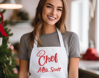 Custom Embroidered Chef Apron: Personalized Kitchen Apron Gift