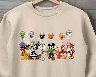 Disney Halloween Sweatshirt,Disney Halloween Matching Shirt, Disney Balloon Shirt, Mickey Minnie and Friends Halloween,Disney Matching Shirt