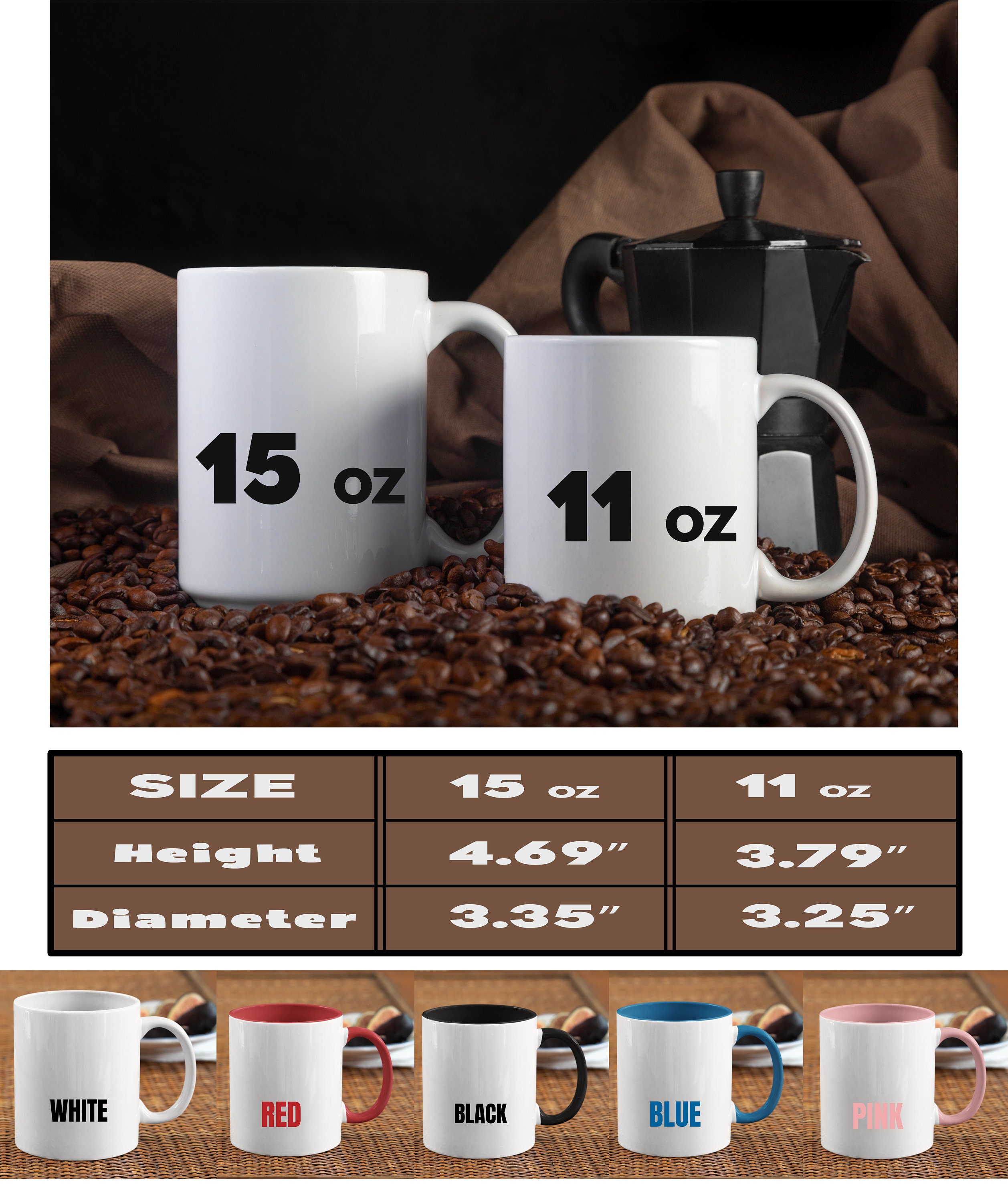 Personalized 11oz Ceramic Coffee Mug - Custom Photo, Text, Or Logo, Printed Both Sides, Dishwasher Safe