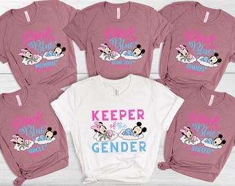 Pink Or Blue Gender Reveal Shirts,Custom Gender Reveal Shirt,Gender Reveal Family Matching Shirts, Disney Gender Reveal Shirts, Baby Shower