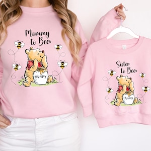 Winnie The Pooh Mommy to Bee Sweatshirt,Mommy To Bee Sweatshirt,Mommy Daddy to Bee Shirt, Pooh Bear Daddy to Bee Tee Disney Pregnancy Shirt