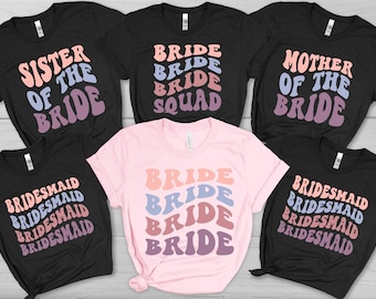 Retro Bridal Party Shirts: Bride, Bridesmaid, Mother of Bride