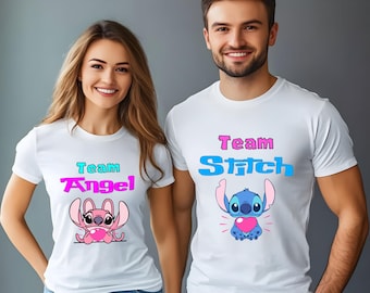 Disney Stitch Angel Tee,Custom Gender Reveal Shirt,Keeper Of The Gender,Baby Shower Tshirt, Boy or Girl Pregnancy,Custom Pink or Blue Stitch