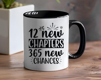 12 New Chapters 365 New Chances mug,Happy New Year cup,Hello 2025 Festive Cup,New Years Eve Party Mug, Coffee Mug,Happy New Year Tea cup