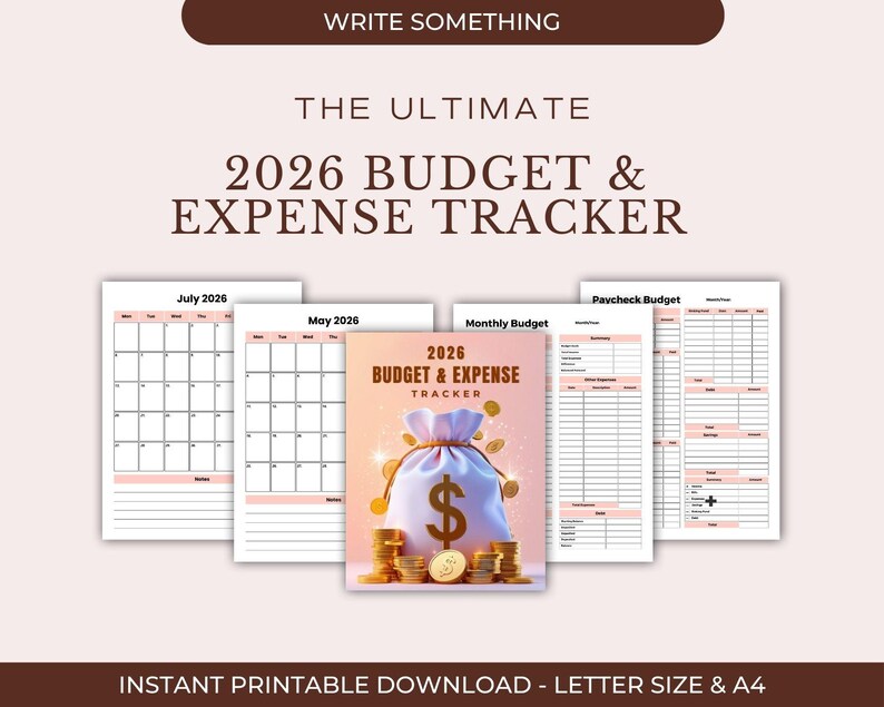 2026 Budget Planner Printable, Expense Tracker PDF, Financial Goals ...