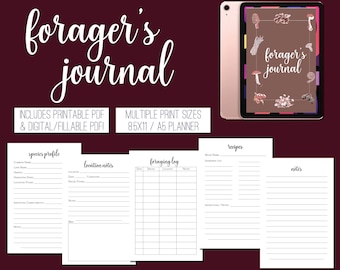The Forager's Journal - Digital/PDF - Log Book for Foraging, Wildcrafting, Mushroom Hunting, Berry Picking, Morel Mushrooms, and More!