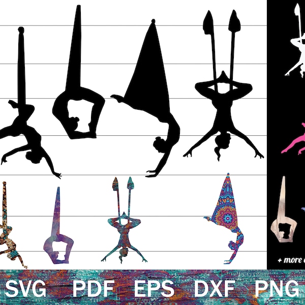 Aerial Hammock SVG Bundle, Aerialist SVG, Aerial Yoga Shirt Design Digital Files, Aerial Arts PNG, Aerial Silks Clip Art, Aerial Sling svg