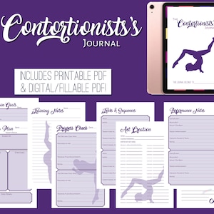 The Contortionist's Journal - Digitale en afdrukbare PDF - Flexibiliteitslogboek voor Circus, Dans, Contortion Journal, Contortionist Gift