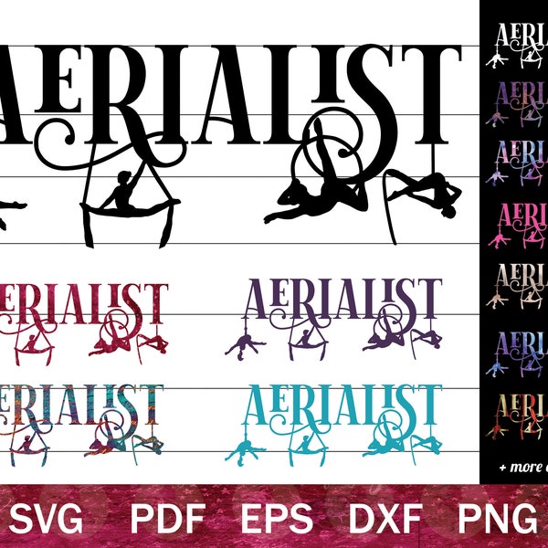 Aerialist SVG Bundle, Aerial Silks SVG, Aerial Rope Shirt Design Digital Files, Aerial Arts PNG, Lyra Clip Art, Splits Circus Silhouette