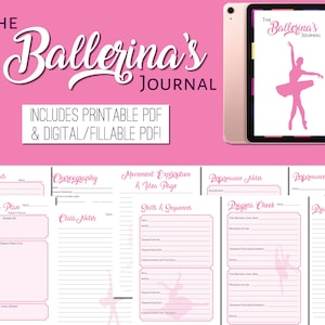 Das Tagebuch der Ballerina - Digitales & druckbares PDF, Tanztraining Logbuch für Balletttänzer, Ballettjournal, Balletttänzer Geschenk