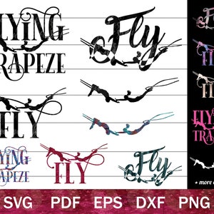 Flying Trapeze SVG Bundle, Aerialist SVG, Circus Trapeze Shirt Design Digital Files, Trapeze Flyer PNG, Trapeze Clip Art, Cirque Silhouette