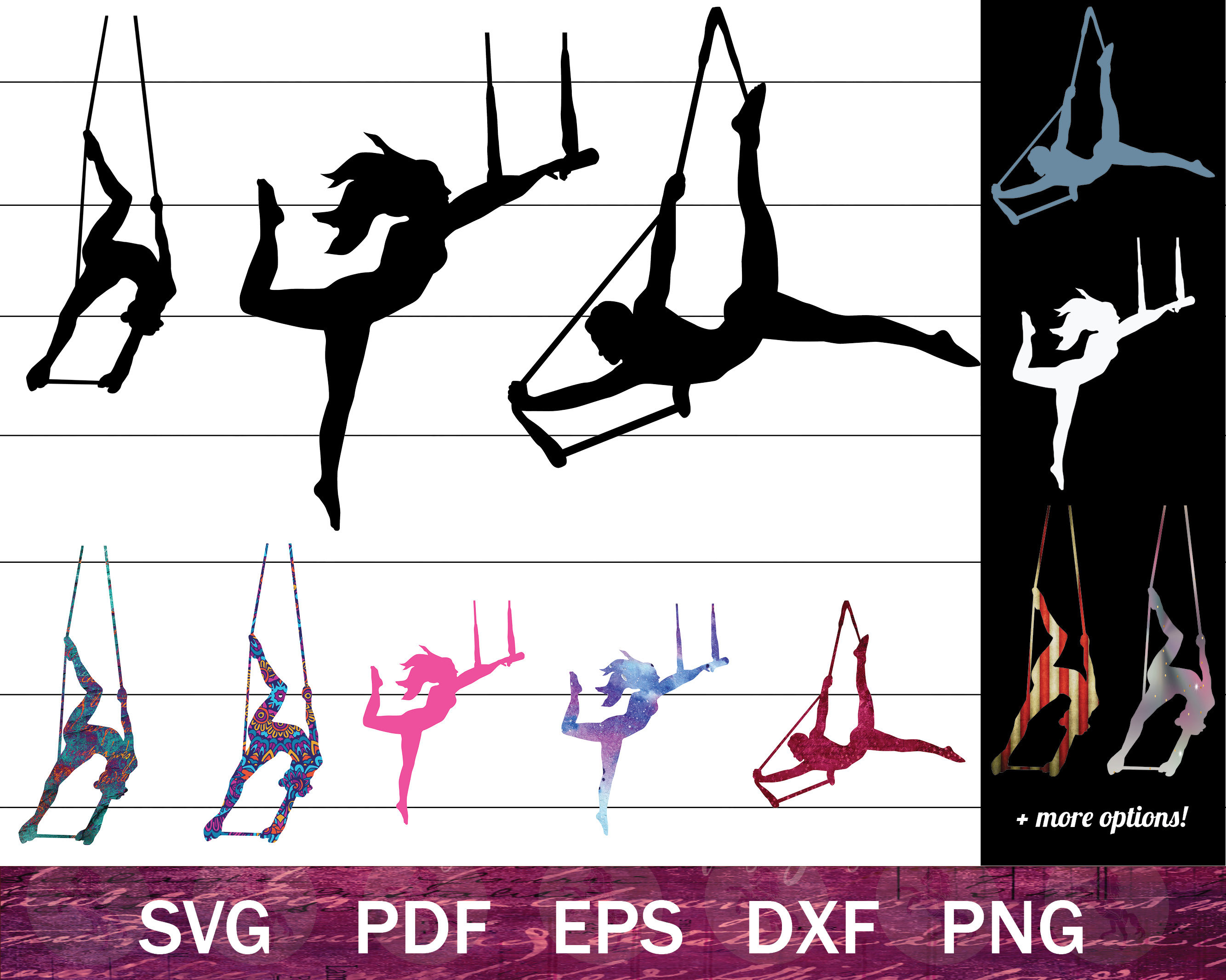 Aerial Trapeze SVG Bundle, Aerialist SVG, Circus Trapeze Shirt Design