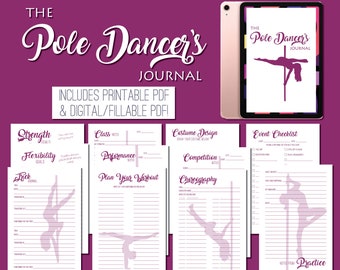 Pole Dancer's Journal - Digitales & druckbares PDF, Pole Dance Logbuch für Kursnotizen, Trick Journal, Ziele, Choreografie, Pole Dancer Geschenk
