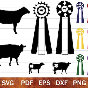 Zeige Rinder SVG für Cricut, Erster Platz Kuh Clip Art, Grand Champion Milchkuh SVG, Steer Silhouette Dateien, Färse Best in Show Clip Art