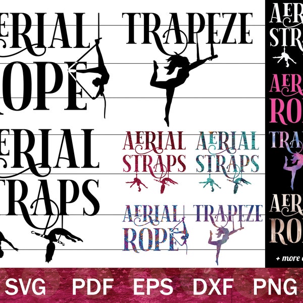 Aerialist SVG Bundle, Aerial Straps SVG, Aerial Rope Shirt Design Digital Files, Aerial Arts PNG, Trapeze Clip Art, Circus Clip Art