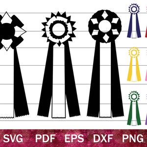 Récompense rubans SVG pour Cricut, First Place Ribbon Clip Art, Grand Champion Blue Ribbon SVG Silhouette Files, Best in Show Clip Art for Crafts