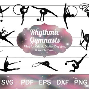 Rhythmic Gymnastics SVG Bundle, Rhythmic Gymnast SVG, Rhythmic Gymnast Shirt Design Digital Files, Split Leap PNG, Ribbon Backbend Clip Art