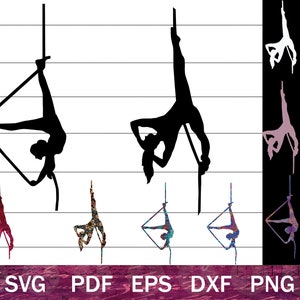 Flygrep SVG-paket, Aerialist SVG, Aerialist Shirt Design Digitala filer, Aerial Arts PNG, Corde Lisse Clip Art, Cirkussilhuett