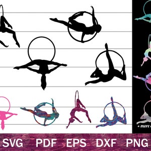 Luftreifen SVG-Bundle, Birdie SVG, Luftbild Lyra Shirt Design Digitale Dateien, Luftkunst PNG, Lyra Clip Art, Spagat Zirkus Silhouette