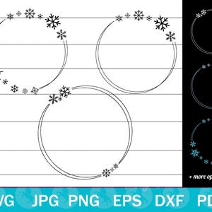 Snowflake Frame SVG Bundle, Snowflake Clip Art Circles for Cricut, Crafting, and Graphic Design, Winter PNG for Christmas Holiday Crafts