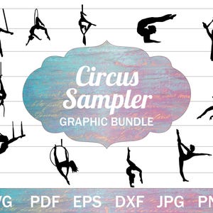 Circo aéreo SVG para Cricut, clip art de acróbata, archivos de corte de silueta SVG de acróbata para manualidades, contorsionista, lira, telas, trapecio PNG