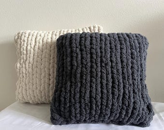 Handmade Chunky Knit Yarn Pillow | Throw Pillow | Decorative Pillow | Handmade Pillows | Comfy Cozy Pillows | Pillows