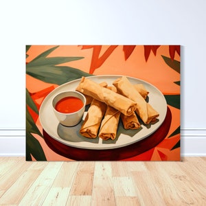 Filipino Lumpia Canvas Art Print, Philippines Art, Oil Painting, Filipino Art, Pinoy Art, Filipino, Philippines Gift, Filipino Food