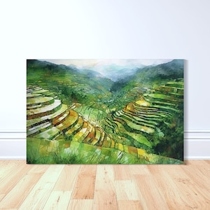 Banaue-rijstterrassen rust Canvaskunst, Filippijnse kunst, aquarel, kunst aan de muur, Filippijnse kunst, Filippijnse, woondecoratie, pinoy