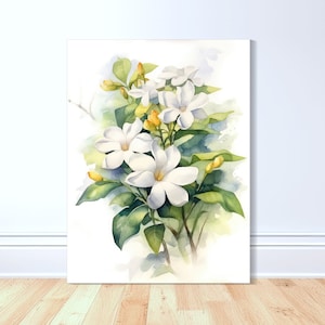 Sampaguita Splendor Canvas Art Print, Philippines Art, Watercolor, Filipino Art, Pinoy Art, Filipino, Philippines Gift, Flowers, Pinoy