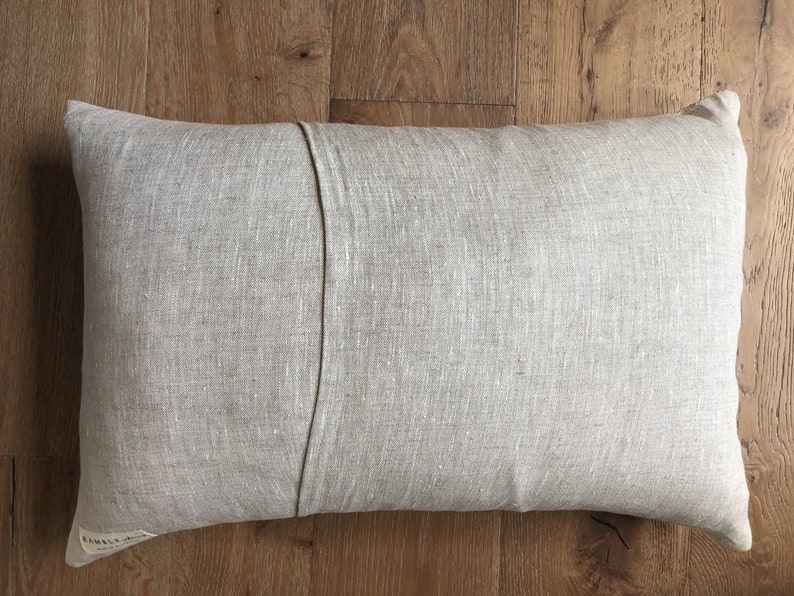 Handmade 100% LINEN 'Marshes' rectangular cushion vintage print 60x40cm in stock image 5